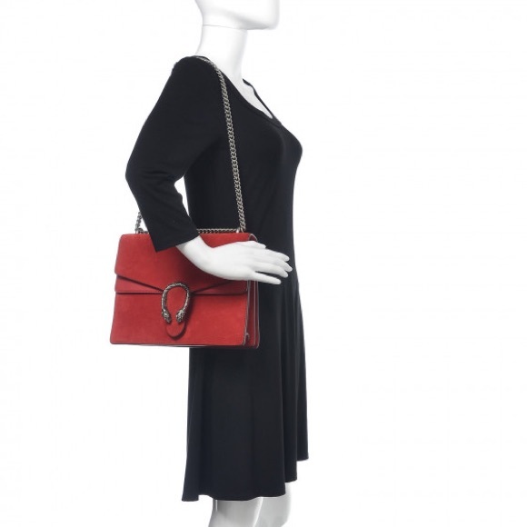 Gucci Red Suede Large Dionysus Shoulder Bag - Picture 14 of 17